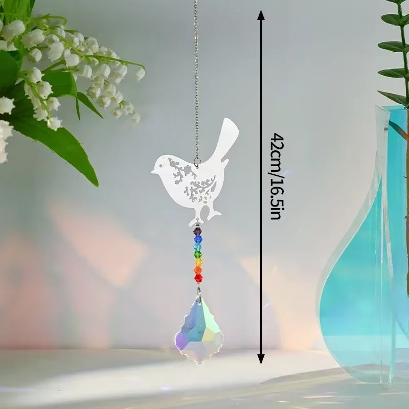 Crystal Suncatcher Outdoor Wind Chime Hanging Crystal Angel Butterfly Pendants Garden Tree Decor Window Drop Bell Hanging Decor