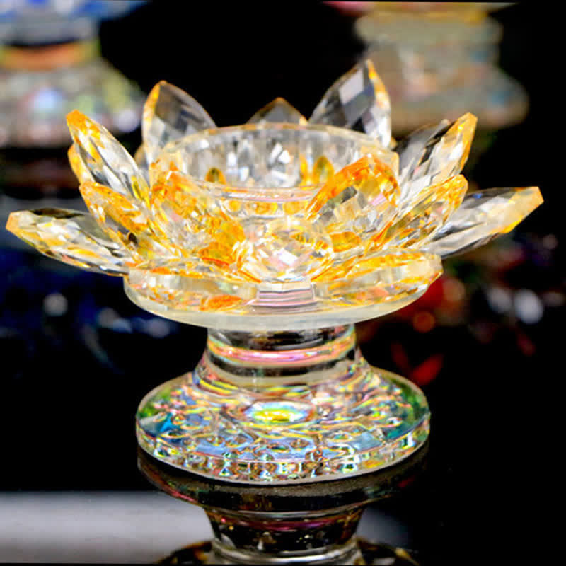 Lotus Flower Crystal Candle Holder | Spiritual Home Accent