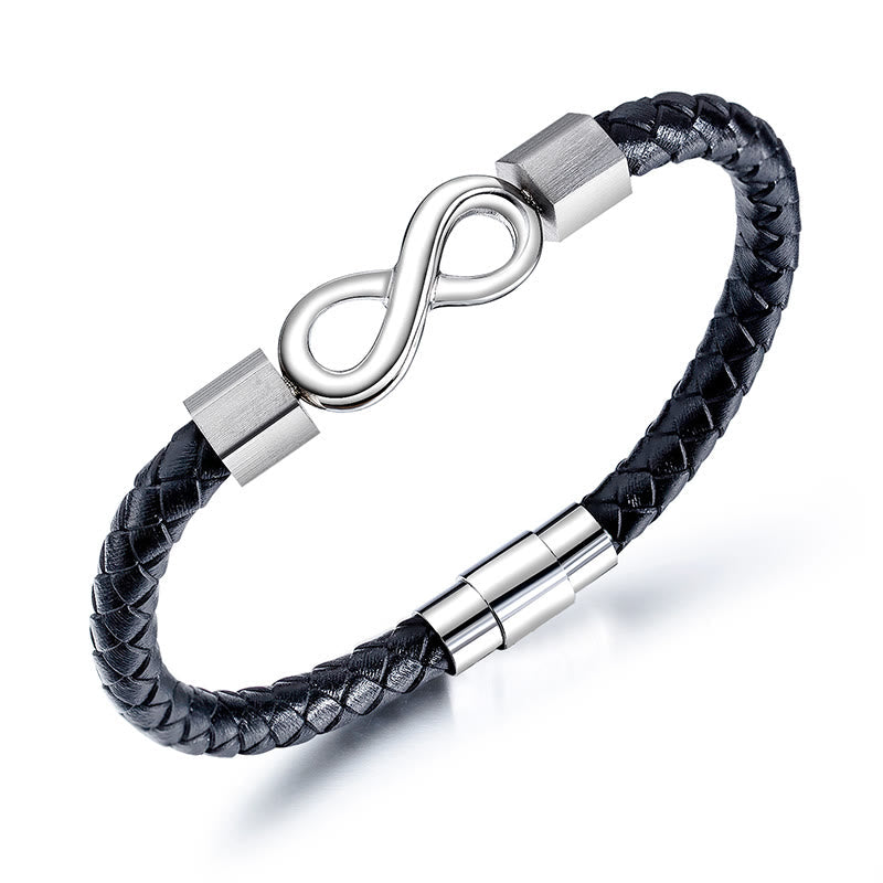 Endless Knot Titanium Steel Leather Spiritual Balance Bracelet