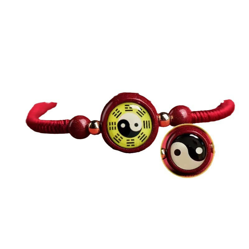 Cinnabar Red String Yin Yang Bracelet for Luck & Balance