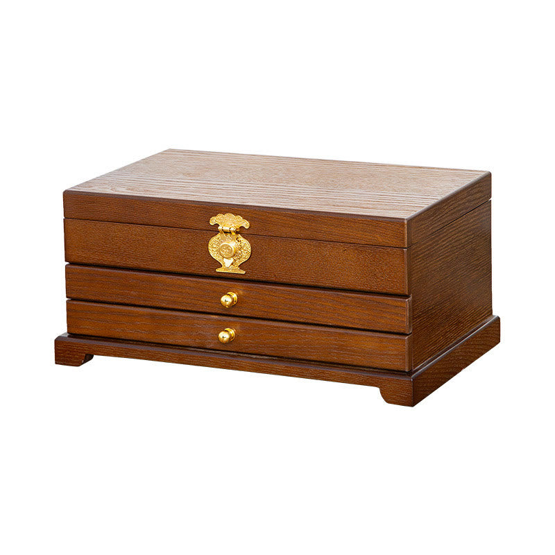 Three-Layer Wooden Jewelry Box for Zen Decor Storage