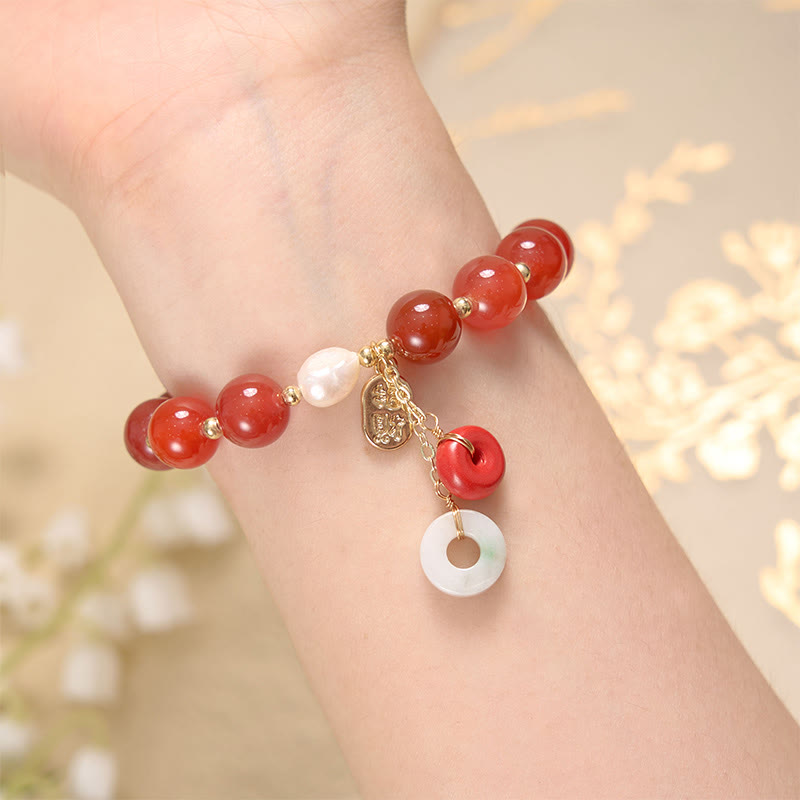 Jade Red Agate Peace Buckle Confidence Bracelet