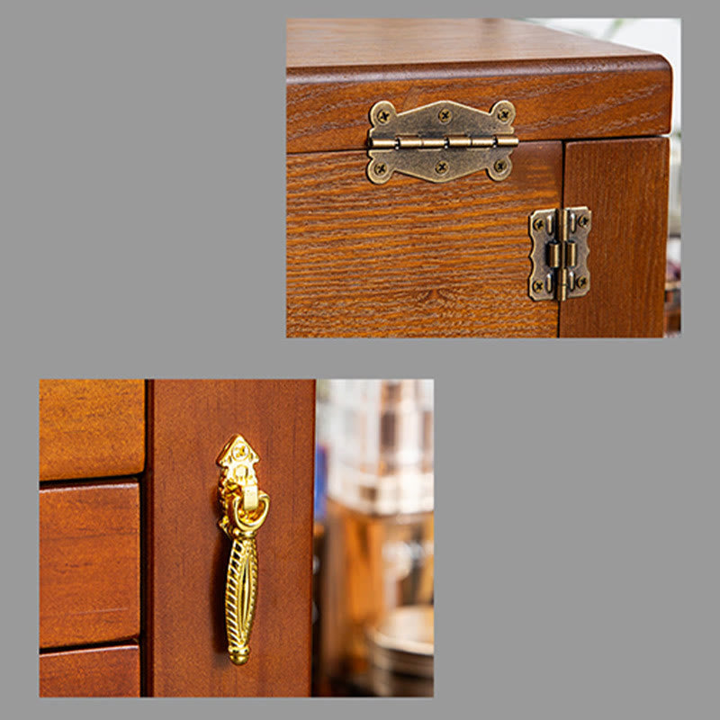 Large Vintage Wooden Jewelry Box with Mirror | Healing Sounds