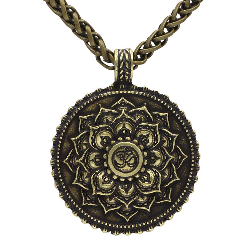 Unisex Electroplated Om Mani Padme Hum Necklace with Lotus Pattern