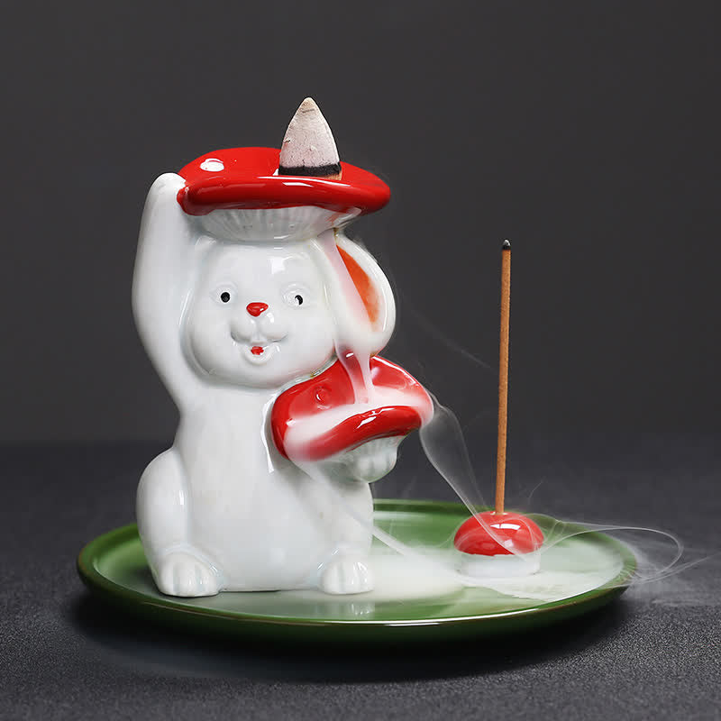Year of the Rabbit Ceramic Incense Burner with Bunny Design