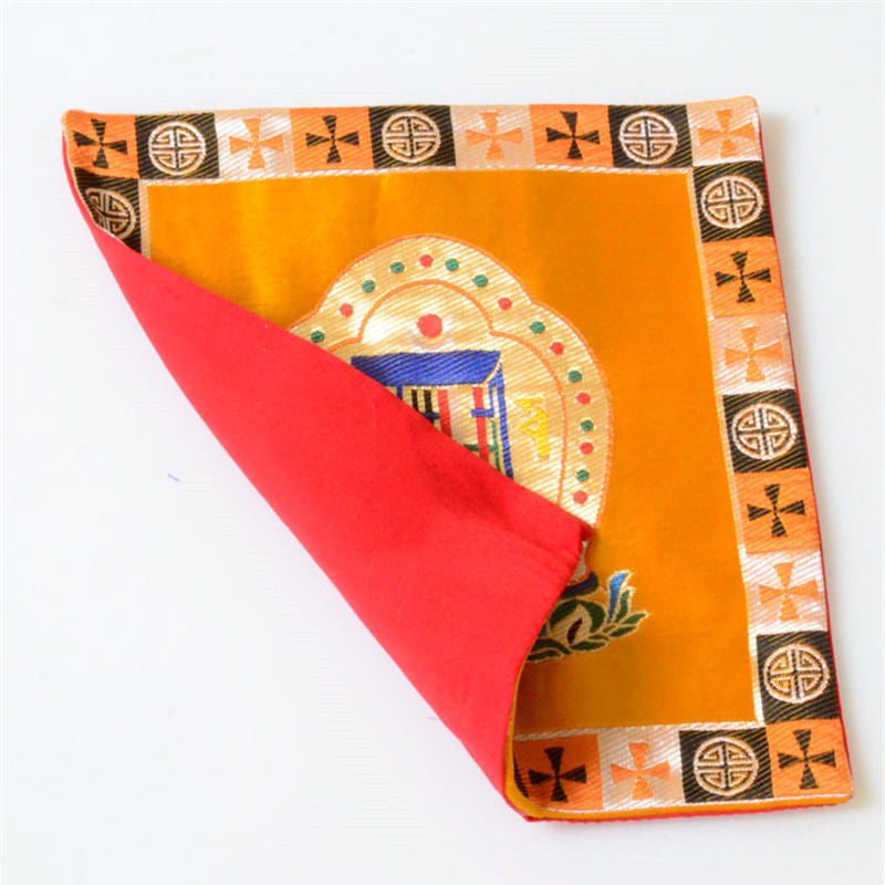 Cotton Prayer Altar Mat 21cm | Man-Bcu Kalachakra Symbol