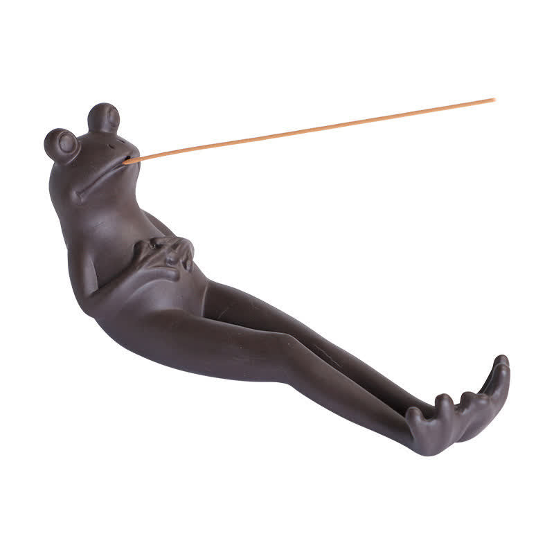 Ceramic Meditation Frog Incense Burner for Spiritual Peace