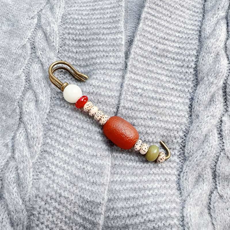 8cm Bodhi Seed Agate Brooch for Calm Harmony Benefits