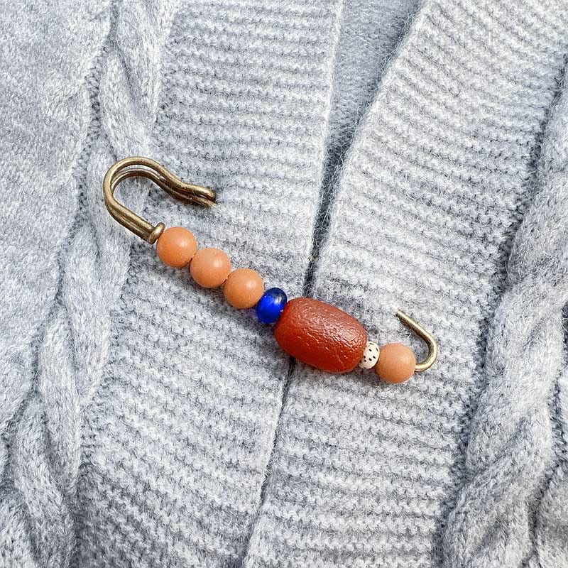8cm Bodhi Seed Agate Brooch for Calm Harmony Benefits