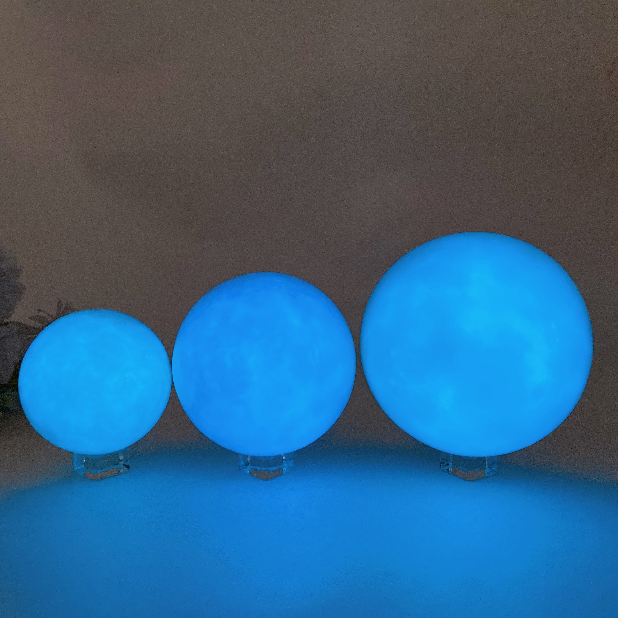 8cm Luminous Blue Crystal Healing Sphere