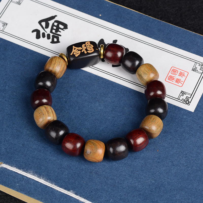 Multicolored Ebony Wood Peace Bracelet with Sandalwood Beads
