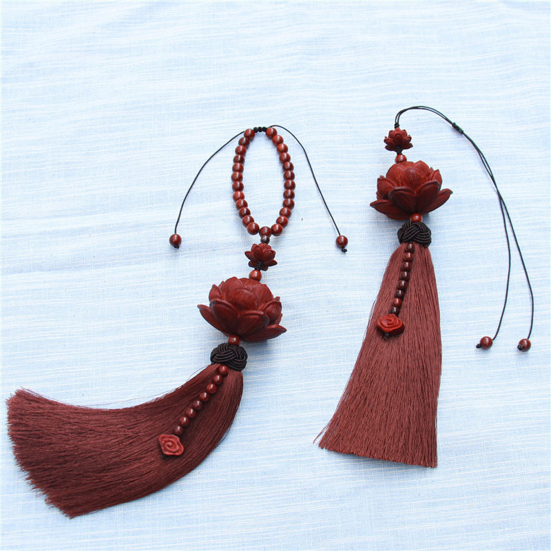 Small Leaf Red Sandalwood Zen Decor | Luck & Protection Tassel