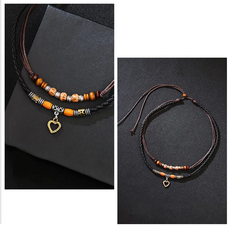 Copper Love Heart Bead Healing Necklace & Bracelet Set