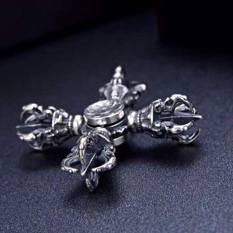 Sterling Silver Double Dorje Vajra Pendant Spiritual Strength