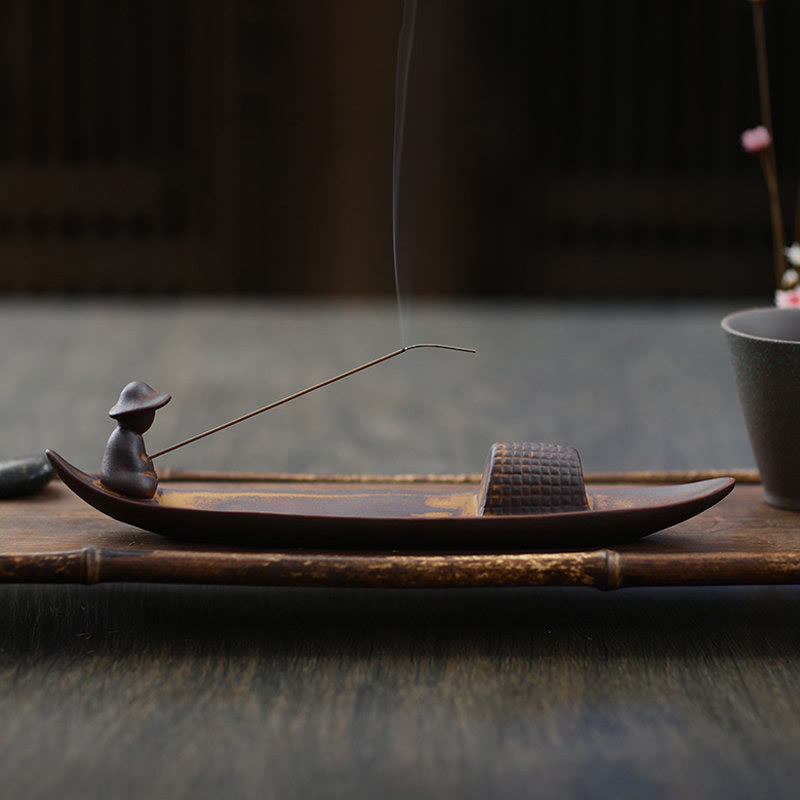 Ceramic Meditation Incense Burner | Lonely Fisherman Design