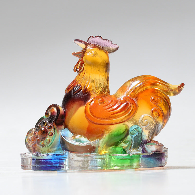 Handmade Liuli Crystal Chinese Dragon Figurine for Protection & Prosperity