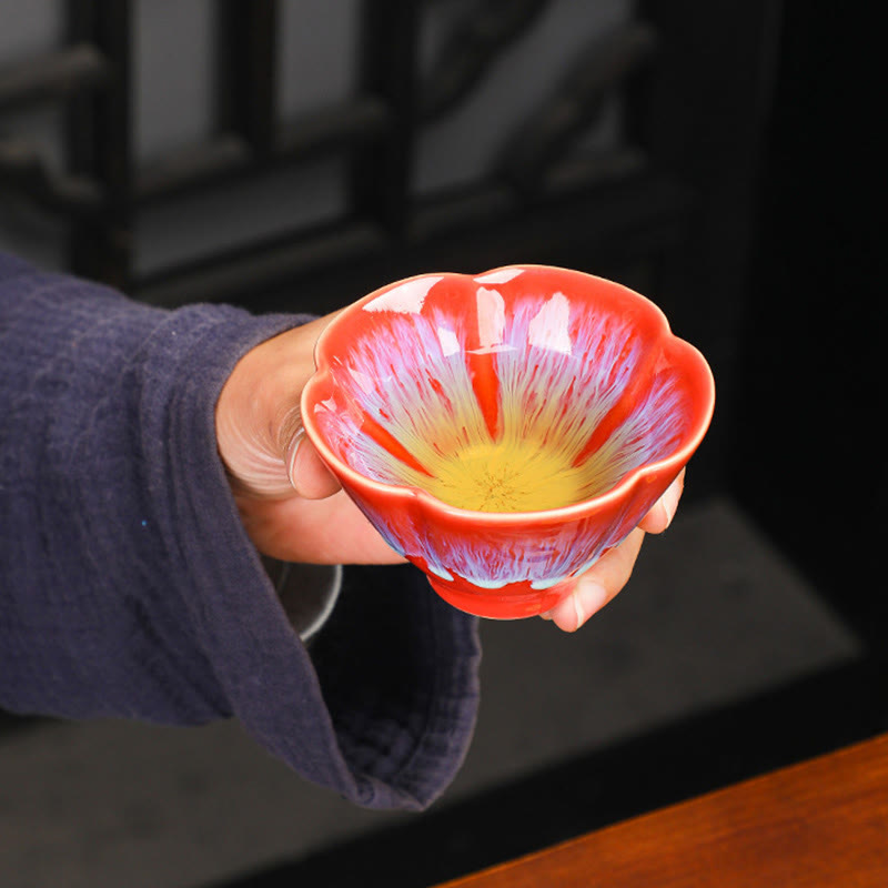 6pcs Plum Blossom Ceramic Jianzhan Tea Cup Set