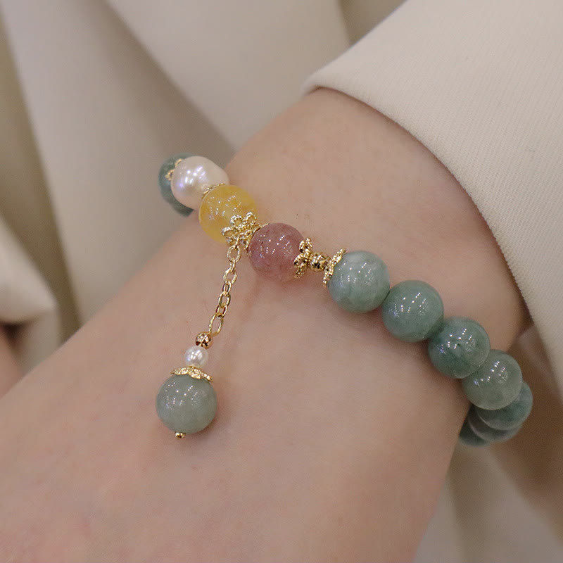 Jade Prosperity Abundance Bead Bracelet for Luck