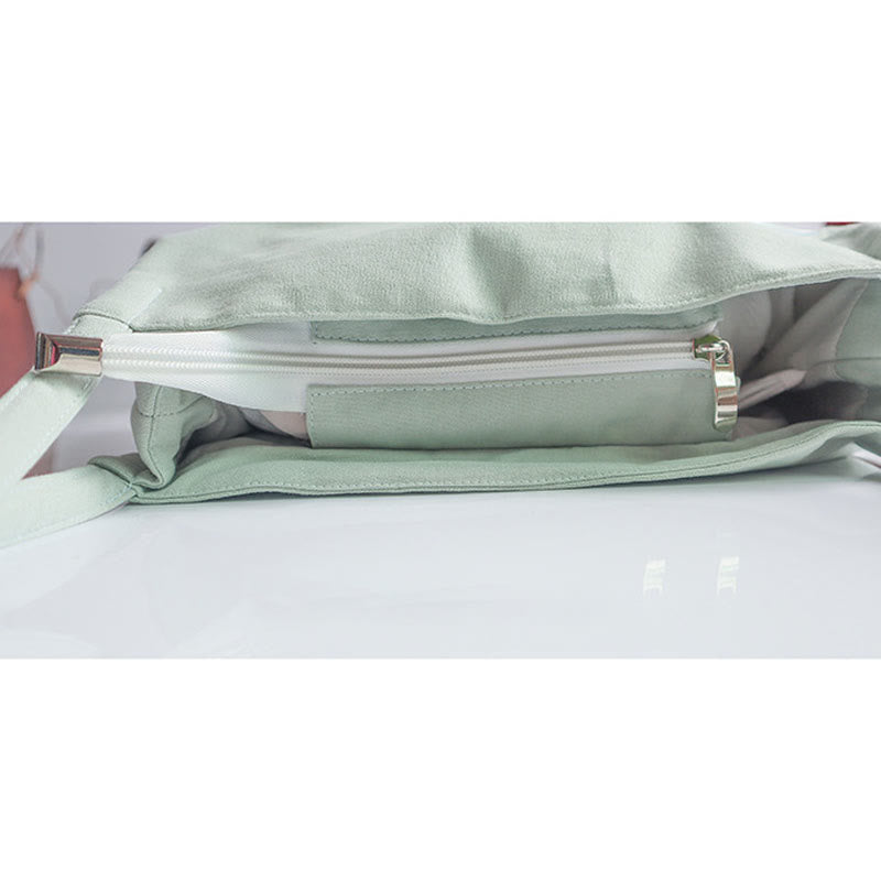 Canvas Tote Bag with Flower Crane & Plum Blossom Embroidery