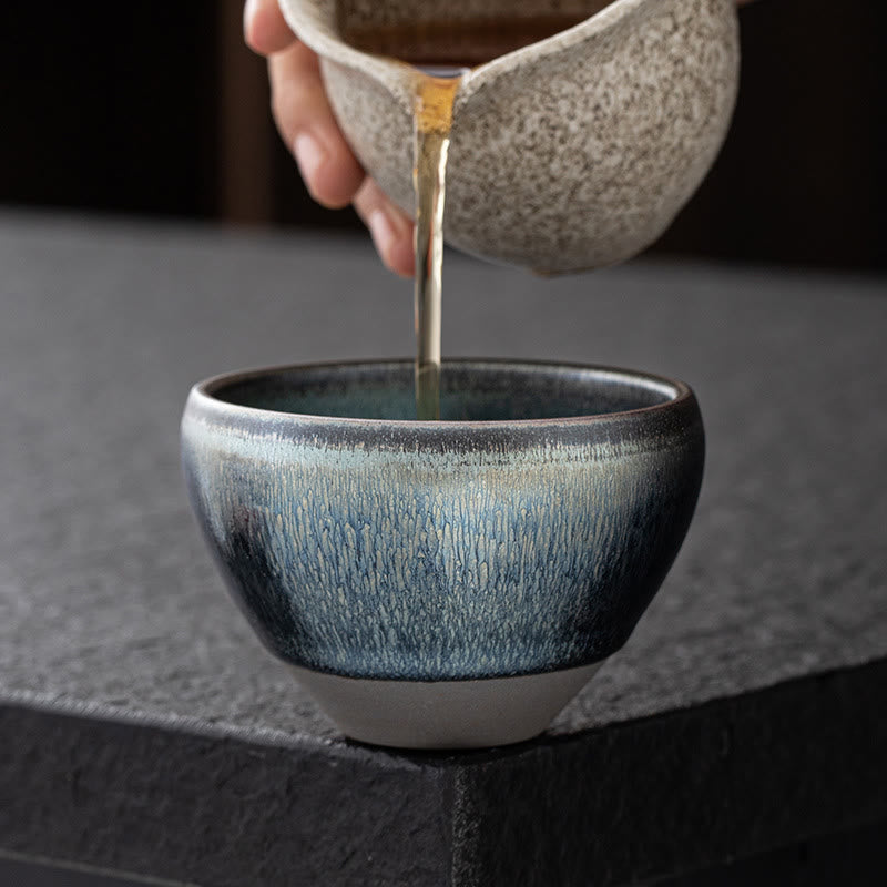 Silver Blue Jianzhan Kiln Change Porcelain Tea Cup | Meditation Supplies