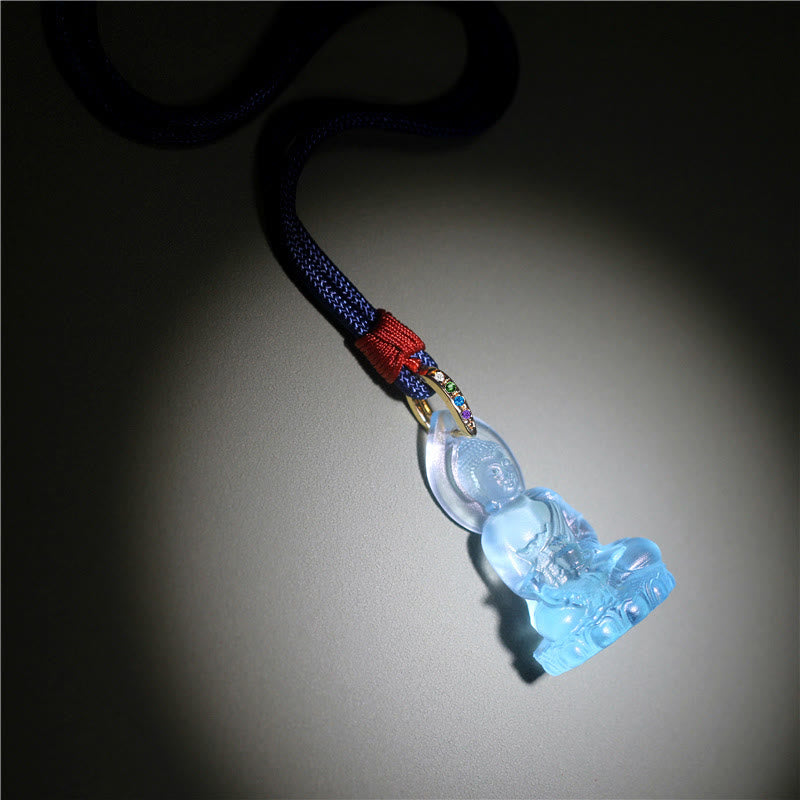 Liuli Crystal Buddha Necklace | Medicine Buddha Amulet | Healing