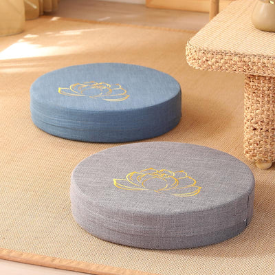 Lotus Embroidery Cotton Linen Meditation Seat Cushion
