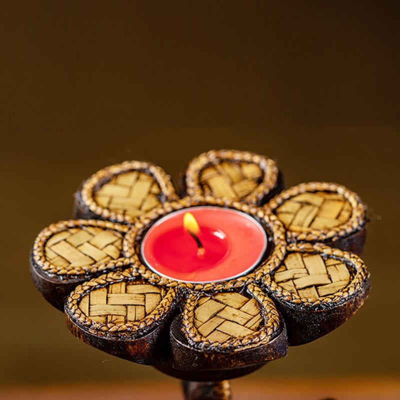 Wooden Hand Pattern Candle Holder | Spiritual Home Accent