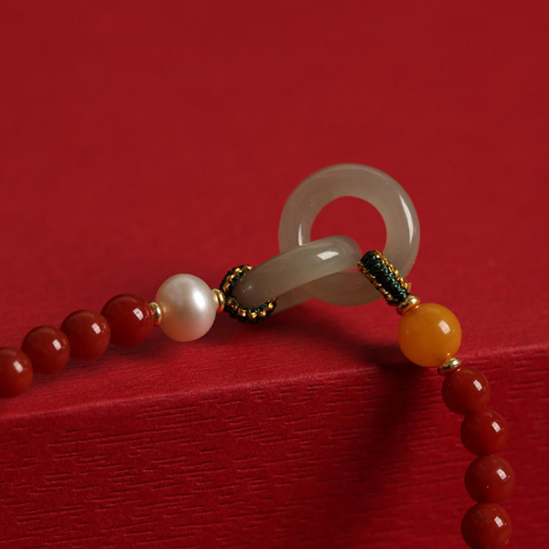 Red Agate Hetian Jade Peace Buckle Confidence Bracelet