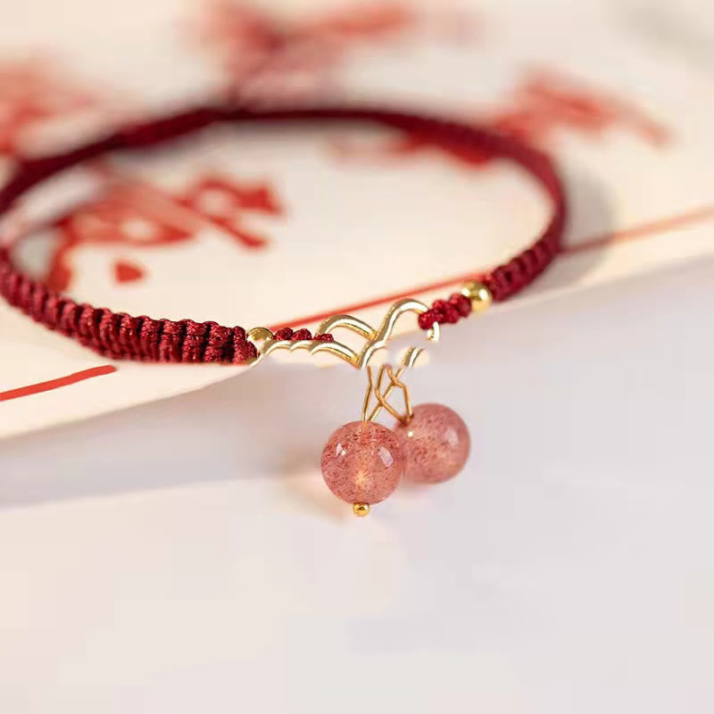 Natural Strawberry Quartz Amethyst Green Phantom Bracelet for Positive Energy