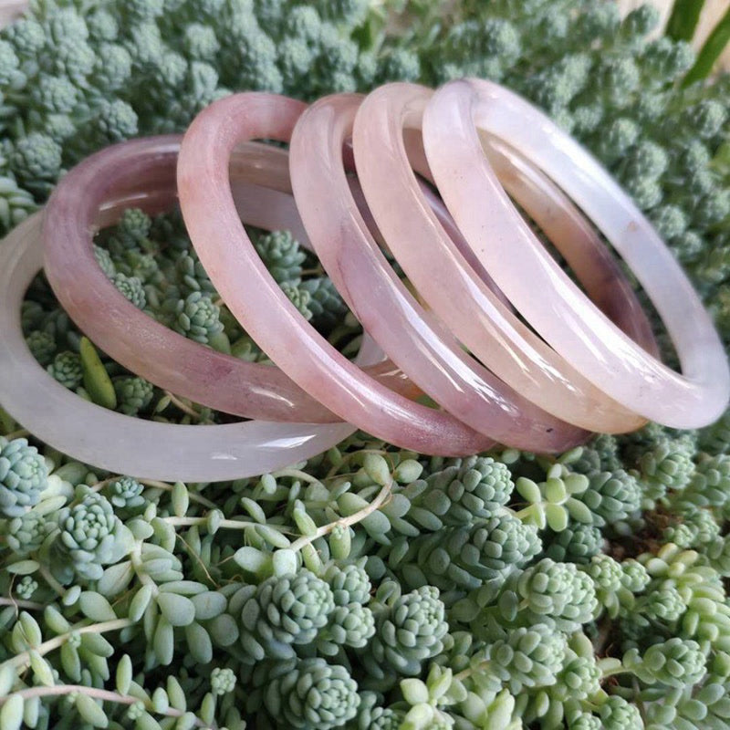 Purple Jade Protection Bracelet Bangle 15mm Wide