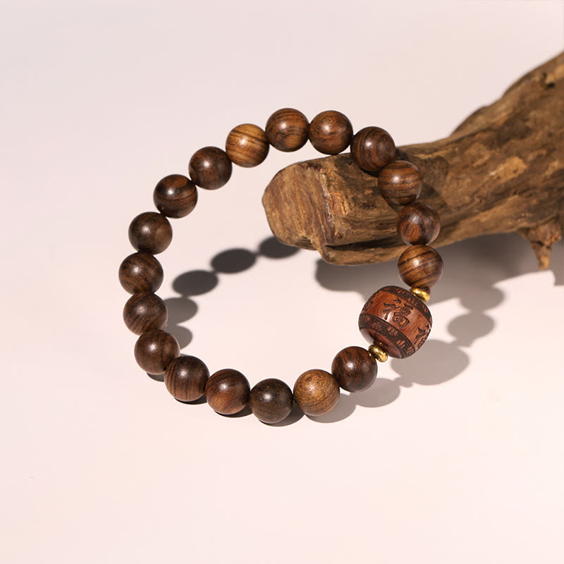 Rosewood Spiritual Bracelet with Fu Character | Warmth & Luck