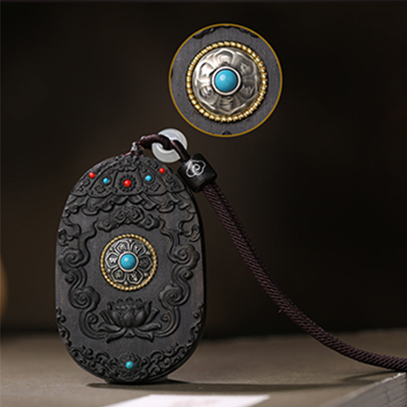 Chinese Zodiac Agarwood Necklace with Om Mani Padme Hum Pendant