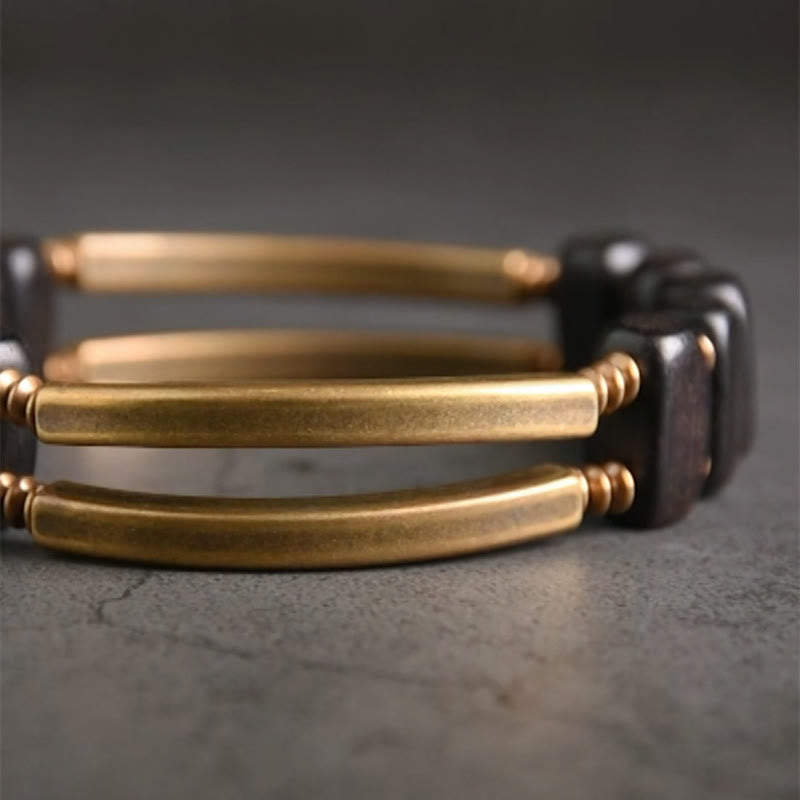 Ebony Wood Copper Double Layer Spiritual Bracelet Balance
