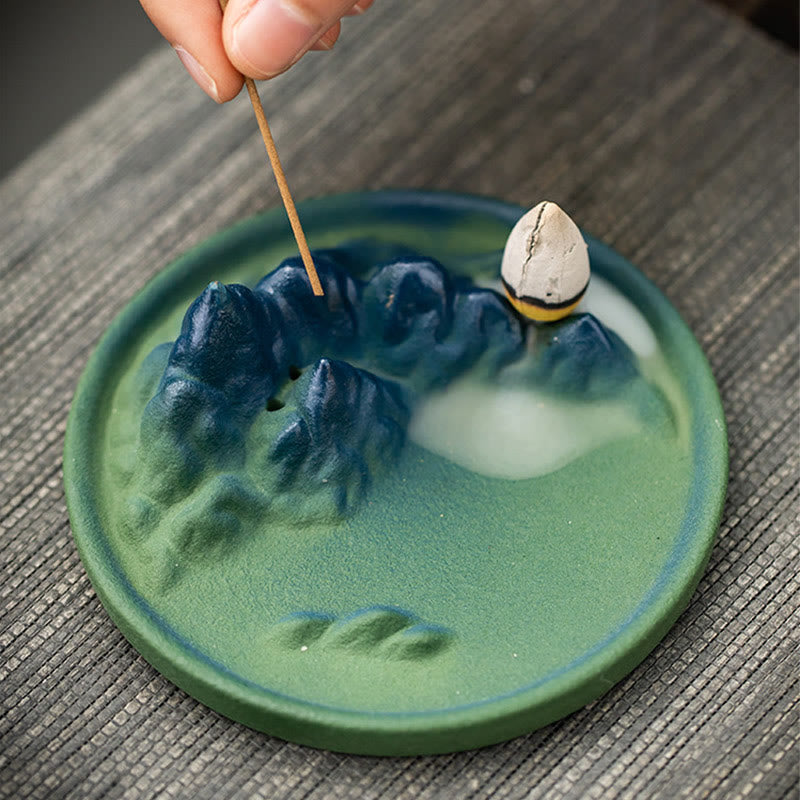 Creative Ceramic Mountain River Backflow Incense Burner