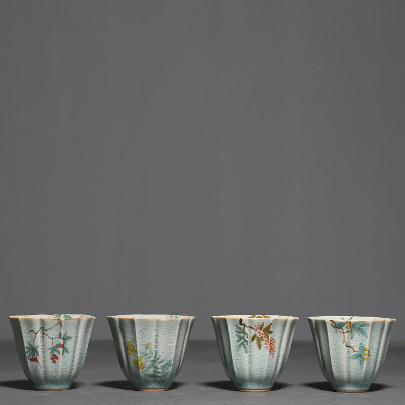 Loquat Dogwood Ceramic Kung Fu Tea Cup 75ml Zen Decor