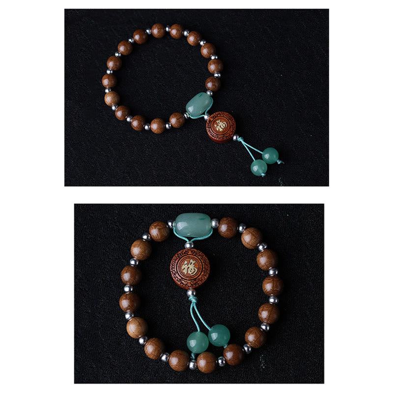 8mm Abelia Biflora Wood Om Mani Padme Hum Bracelet Protection