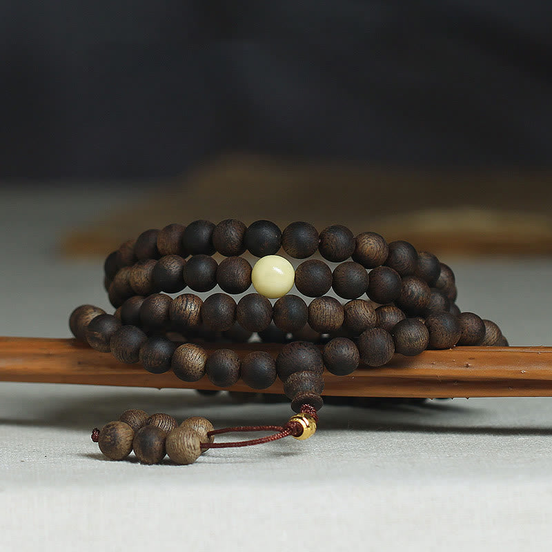 8mm Agarwood Mala Bracelet for Protection & Balance
