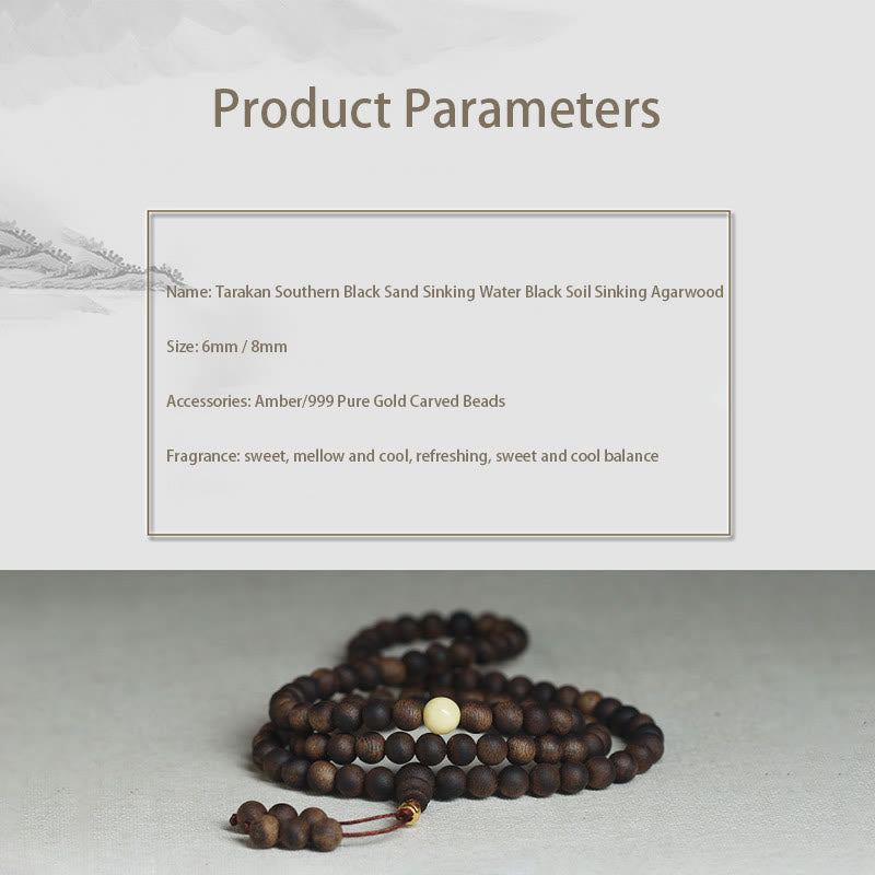 8mm Agarwood Mala Bracelet for Protection & Balance