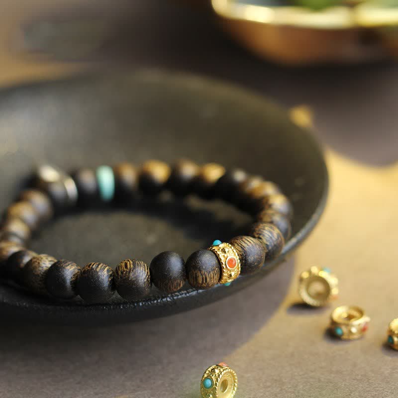 8mm Agarwood Turquoise Balance Strength Bracelet