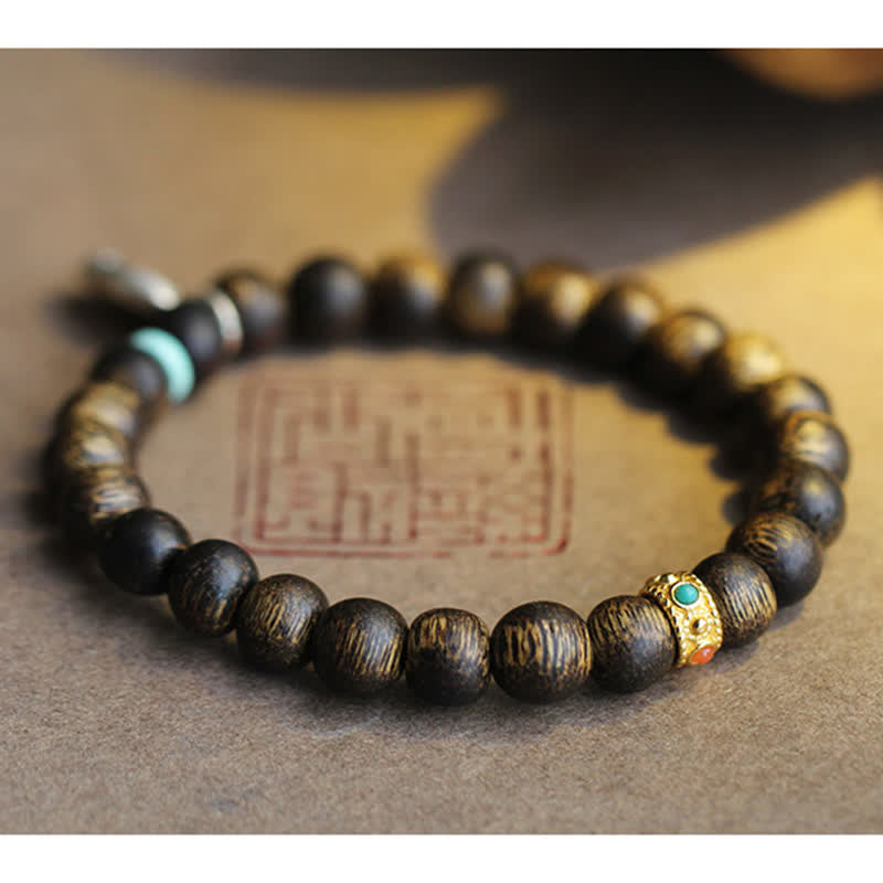 8mm Agarwood Turquoise Balance Strength Bracelet