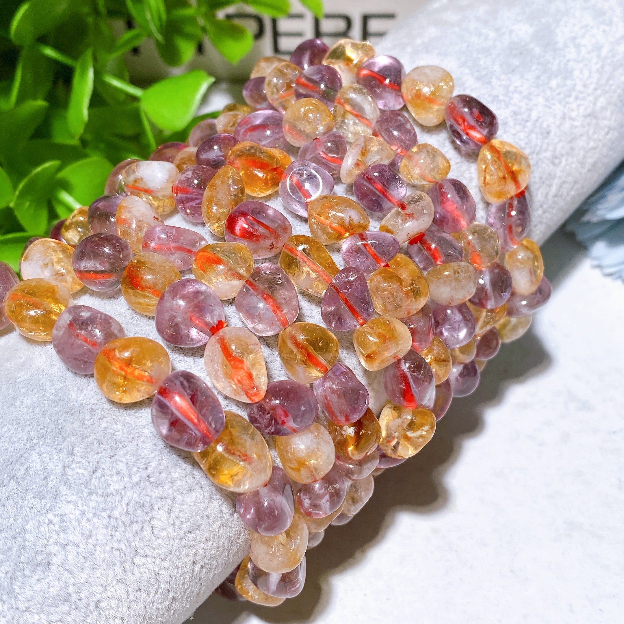 8mm Amethyst Citrine Chip Healing Bracelet for Balance