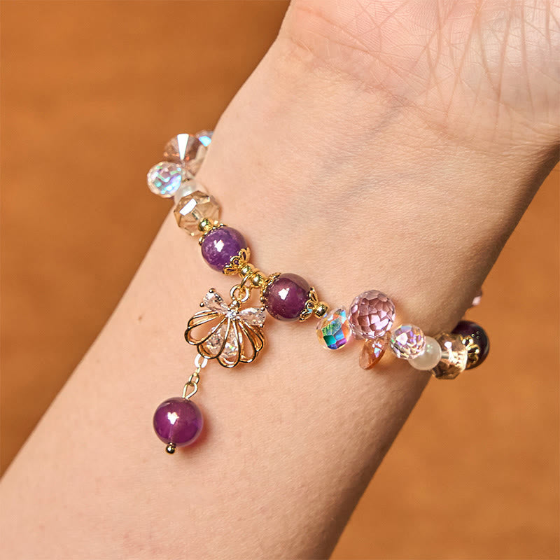 8mm Amethyst Citrine Pearl Shell Peace Bracelet for Women