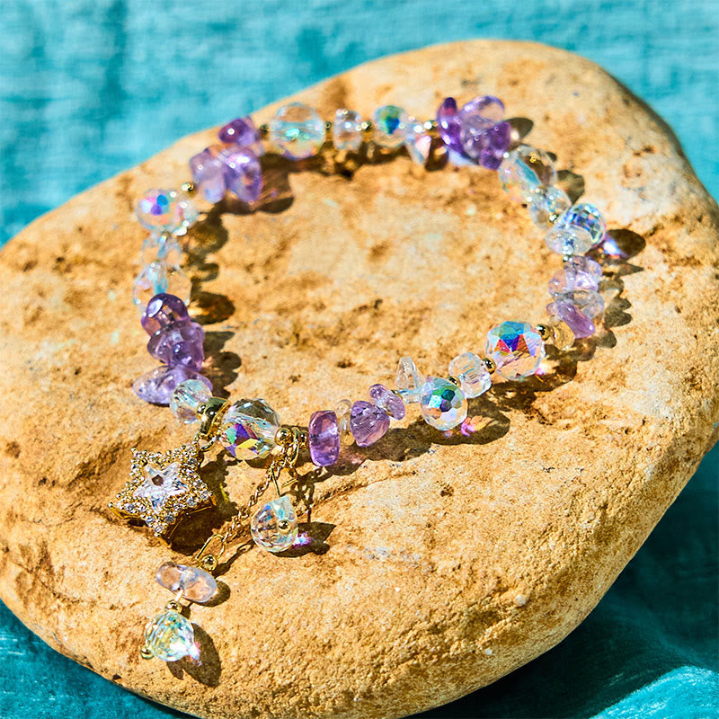 8mm Amethyst Crystal Star Bracelet for Positive Transformation