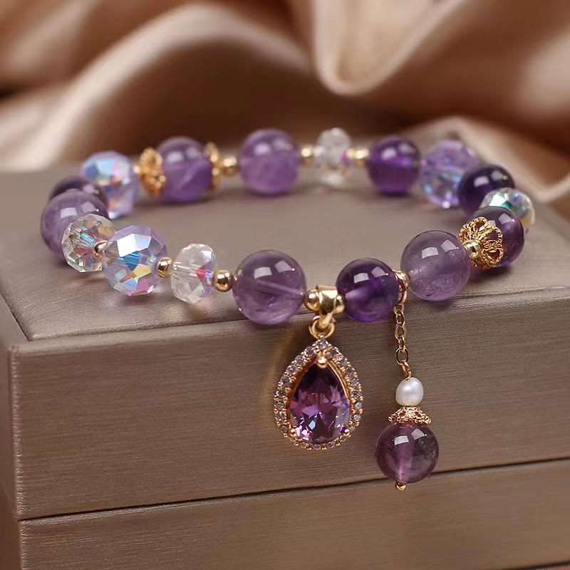 8mm Amethyst Love Heart Healing Bracelet for Inner Peace