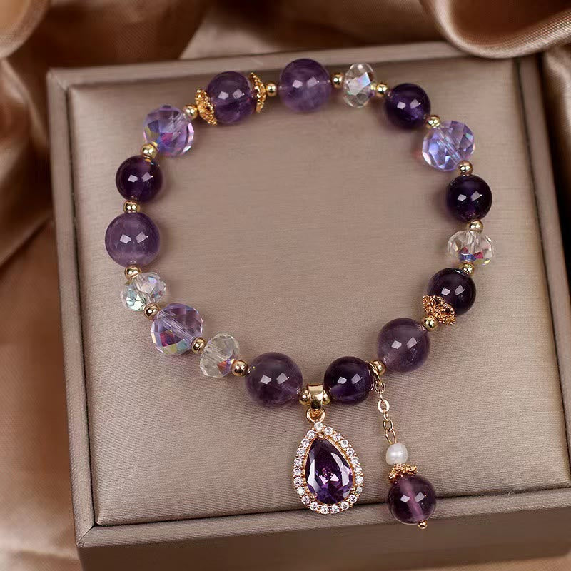 8mm Amethyst Love Heart Healing Bracelet for Spiritual Balance