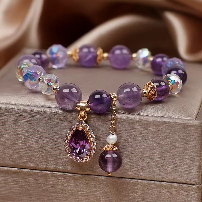 8mm Amethyst Love Heart Healing Bracelet for Spiritual Balance