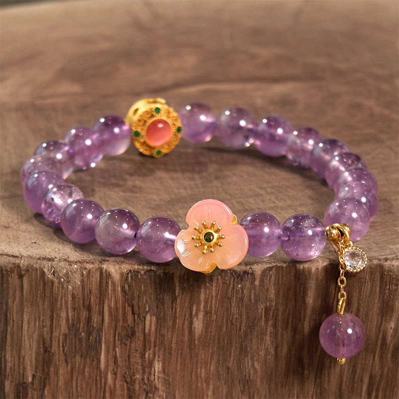 8mm Amethyst Peach Blossom Healing Bracelet