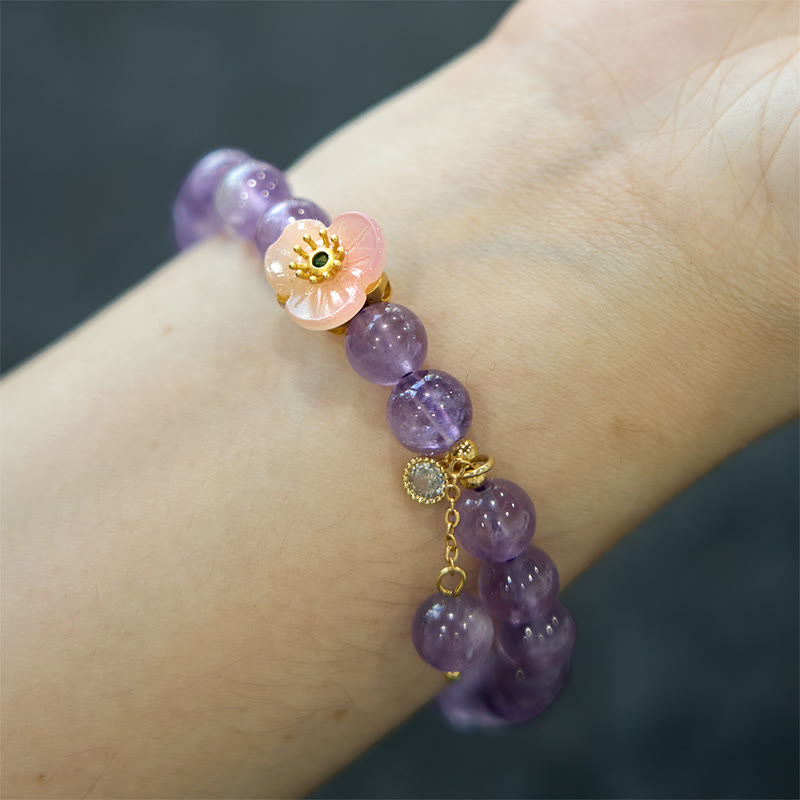 8mm Amethyst Peach Blossom Healing Bracelet