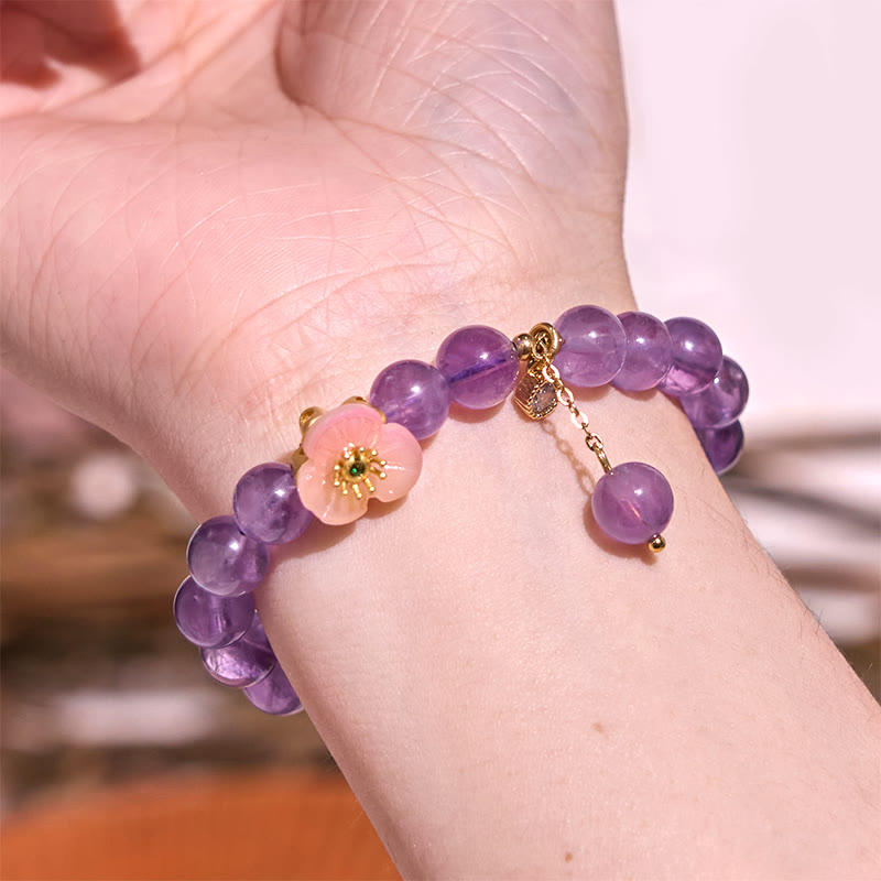 8mm Amethyst Peach Blossom Healing Bracelet