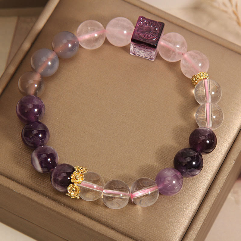 8mm Amethyst Pink Crystal Inner Peace Bracelet